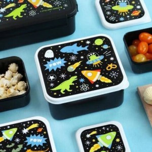 A little lovely company: Σετ 4 δοχεία φαγητού Lunch & Snack Box - Galaxy