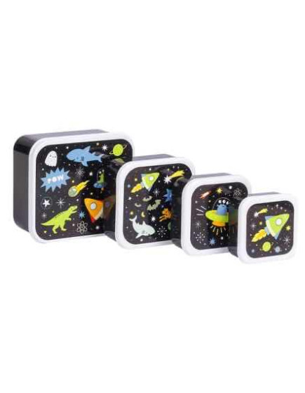 A little lovely company: Σετ 4 δοχεία φαγητού Lunch & Snack Box - Galaxy