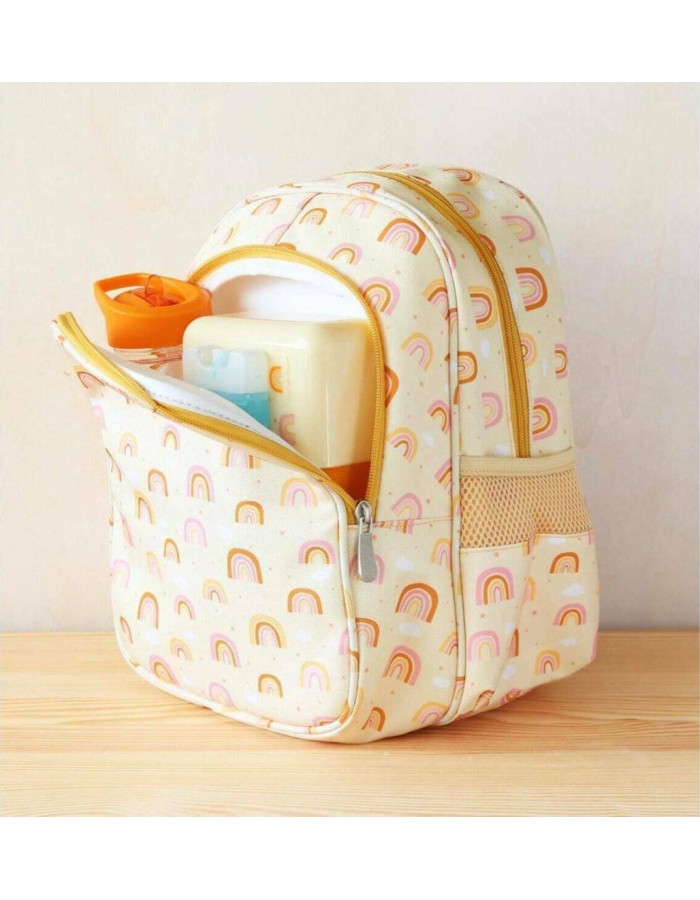 A Little Lovely Company Rainbows School Bag Backpack Kindergarten in Gold color L27 x W19 x H32cm 13lt
