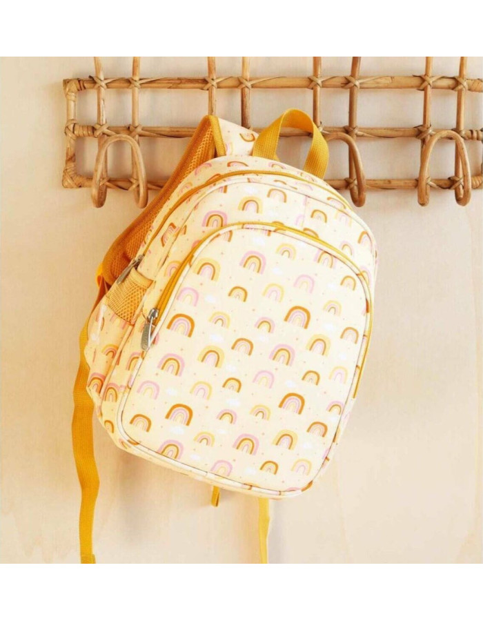 A Little Lovely Company Rainbows School Bag Backpack Kindergarten in Gold color L27 x W19 x H32cm 13lt