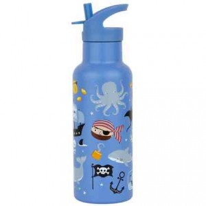 A Little Lovely Company Kids Water Bottle Thermos Pirates Stainless Steel with Straw 500ml