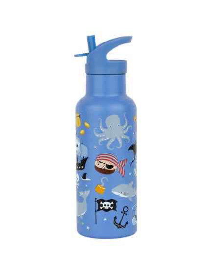 A Little Lovely Company Kids Water Bottle Thermos Pirates Stainless Steel with Straw 500ml A Little Lovely Company Kids Water Bottle Thermos Pirates Stainless Steel with Straw 500ml