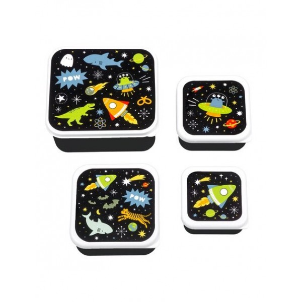 A little lovely company: Σετ 4 δοχεία φαγητού Lunch & Snack Box - Galaxy