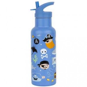 A Little Lovely Company Kids Water Bottle Thermos Pirates Stainless Steel with Straw 500ml