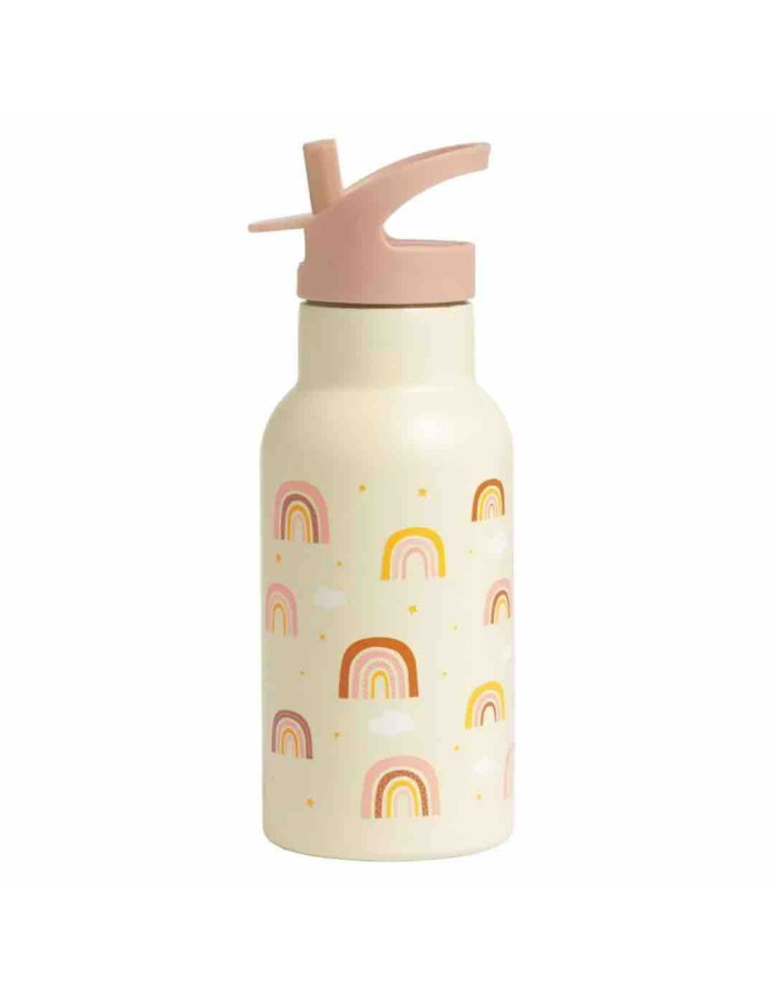 A Little Lovely Company Kids Stainless Steel Thermos Water Bottle Rainbow Pink 350ml