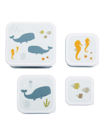 Σετ 4 δοχεία φαγητού Lunch & Snack Box Ocean