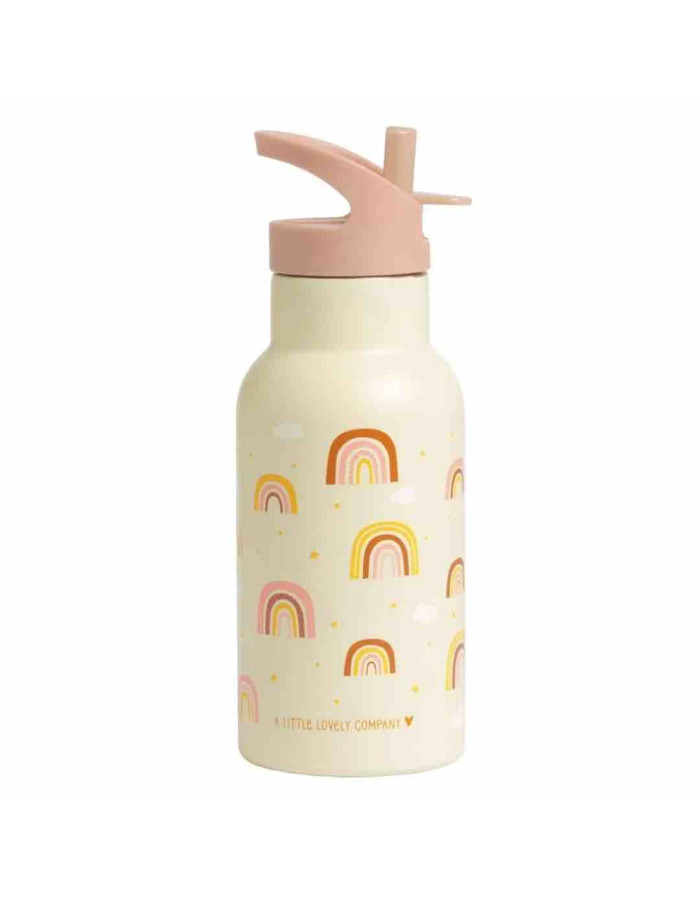 A Little Lovely Company Kids Stainless Steel Thermos Water Bottle Rainbow Pink 350ml