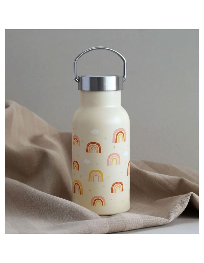 A Little Lovely Company Kids Stainless Steel Thermos Water Bottle Rainbow Pink 350ml