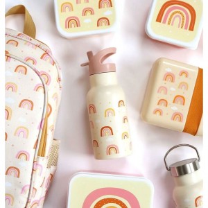 A Little Lovely Company Kids Stainless Steel Thermos Water Bottle Rainbow Pink 350ml