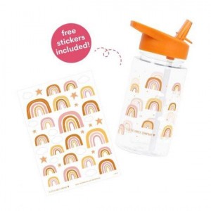 A Little Lovely Company Kids Plastic Water Bottle with Straw Orange 450ml
