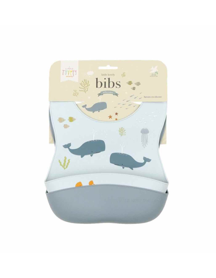 Silicone bibs set of 2: Ocean