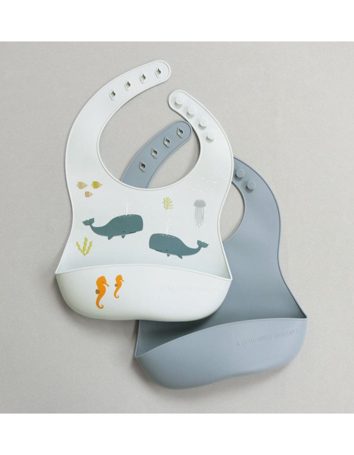 Silicone bibs set of 2: Ocean