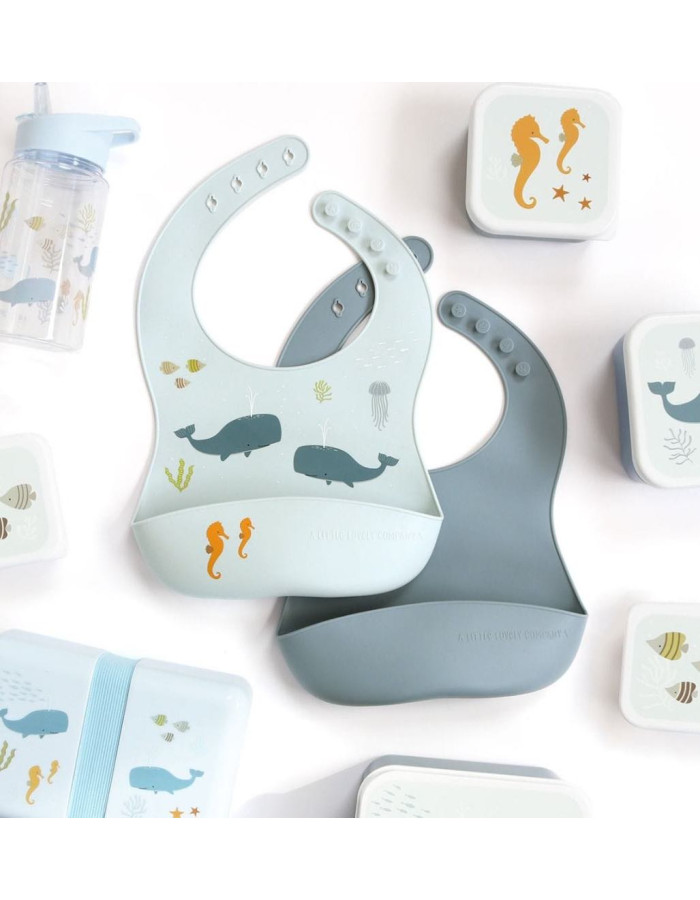 Silicone bibs set of 2: Ocean