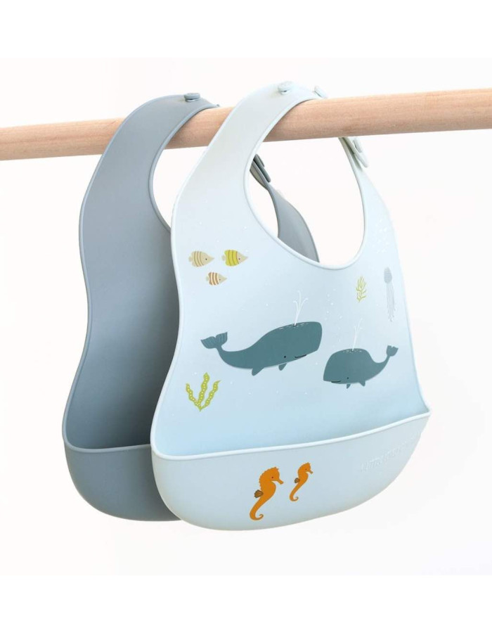 Silicone bibs set of 2: Ocean
