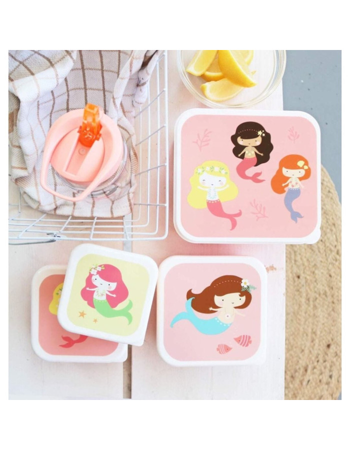 Σετ 4 δοχεία φαγητού Lunch & Snack Box Mermaids