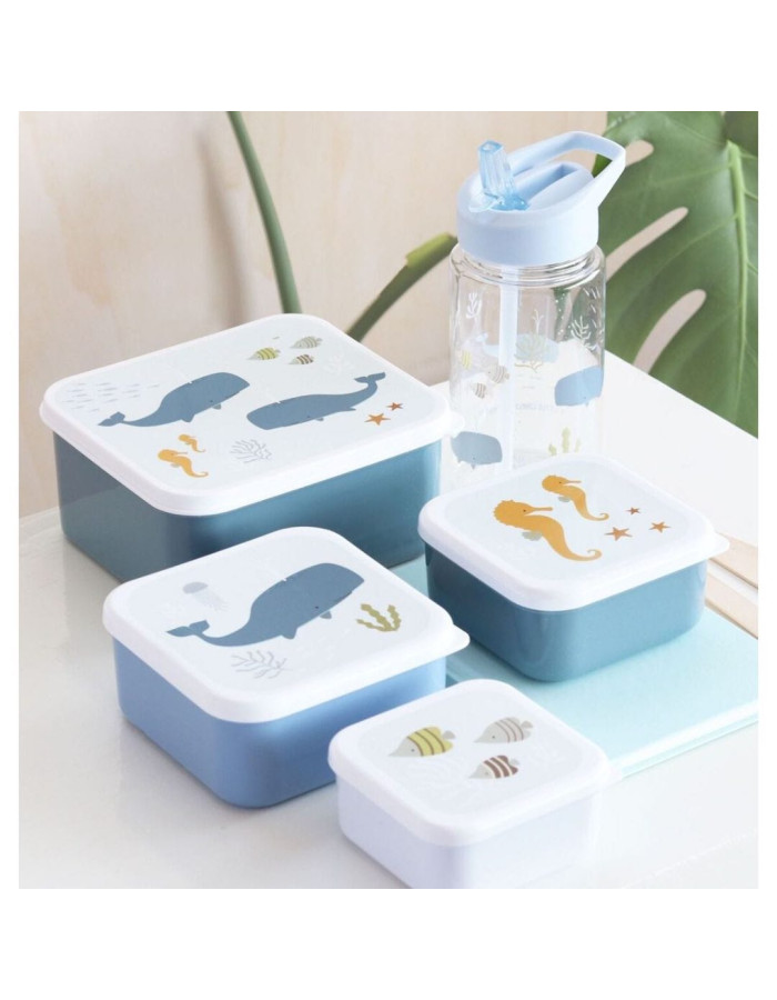 Σετ 4 δοχεία φαγητού Lunch & Snack Box Ocean