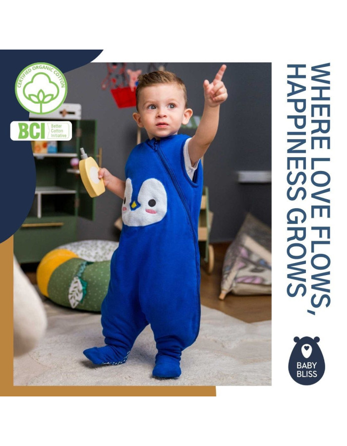 BabyBliss - BlissJump: Χειμωνιάτικος Υπνόσακος με ποδαράκια 2.5 tog Penguin Blue