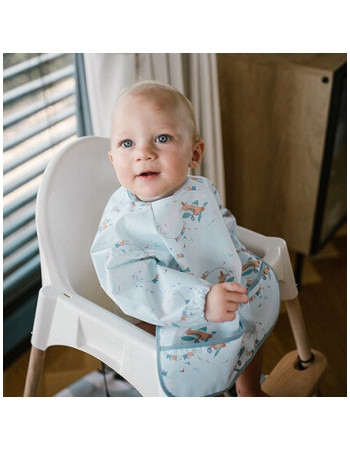 Babyono Waterproof Coverall Fabric with Hoop & Loop Fastener, Pocket & Sleeves Multicolored for 6 m+