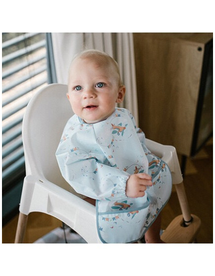 Babyono Waterproof Coverall Fabric with Hoop & Loop Fastener, Pocket & Sleeves Multicolored for 6 m+