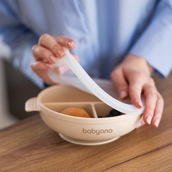 Babyono Baby Food Plate made of Silicone Beige