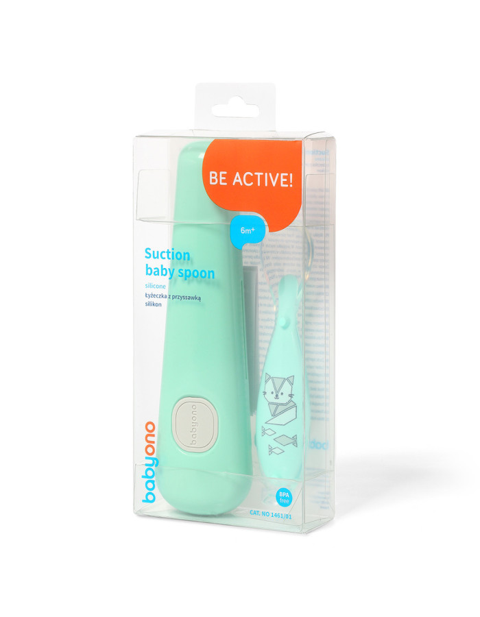 BabyOno: Educational silicone spoon mint color
