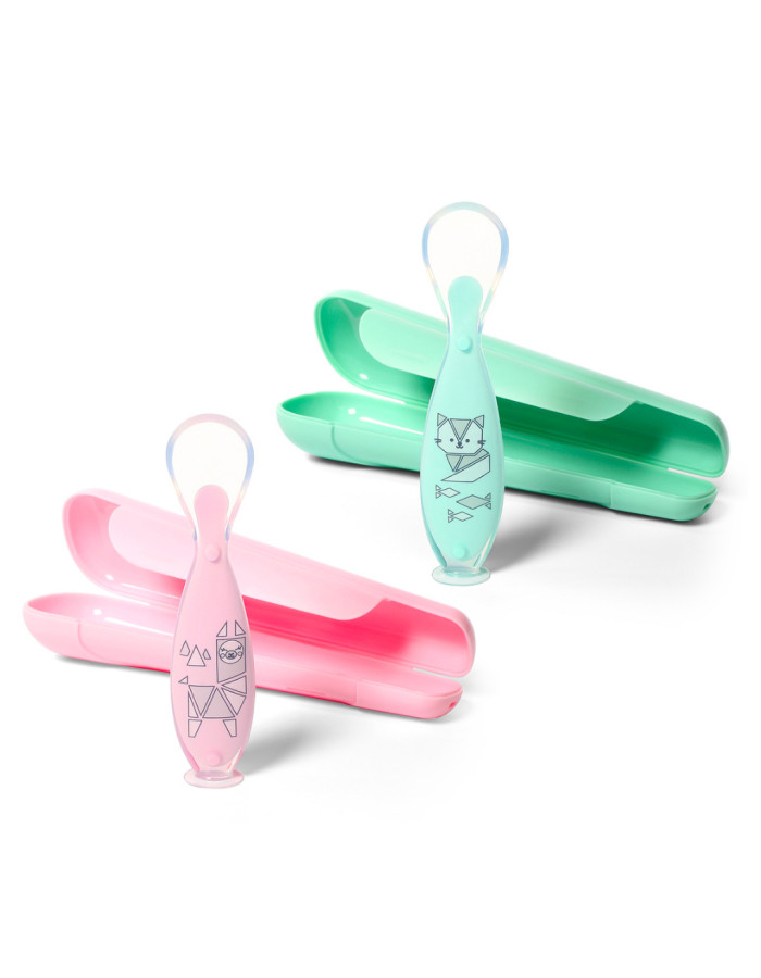 BabyOno: Educational silicone spoon mint color