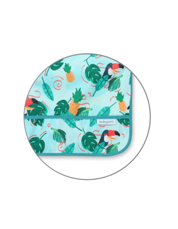 Babyono Waterproof Coverall Fabric with Hoop & Loop Fastener, Pocket & Sleeves Multicolored for 6 m+