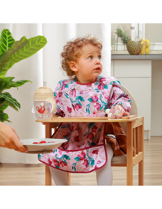 BabyOno: Αδιάβροχη σαλιάρα με μακρύ μανίκι 2-4years - FLORAL