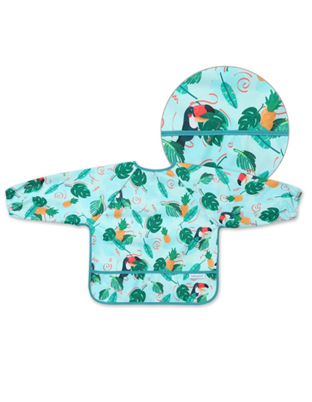 Babyono Waterproof Coverall Fabric with Hoop & Loop Fastener, Pocket & Sleeves Multicolored for 6 m+