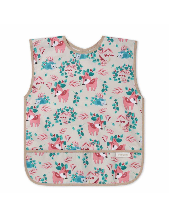 Babyono Waterproof Bib Fabric with Pocket Forest