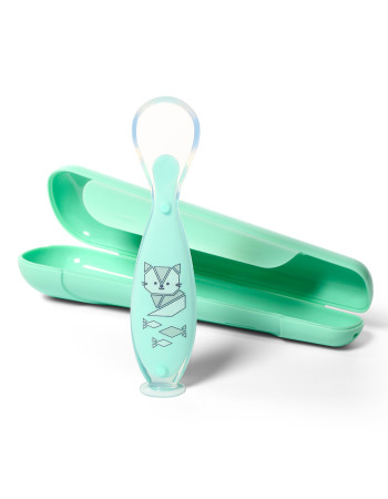 BabyOno: Educational silicone spoon mint color