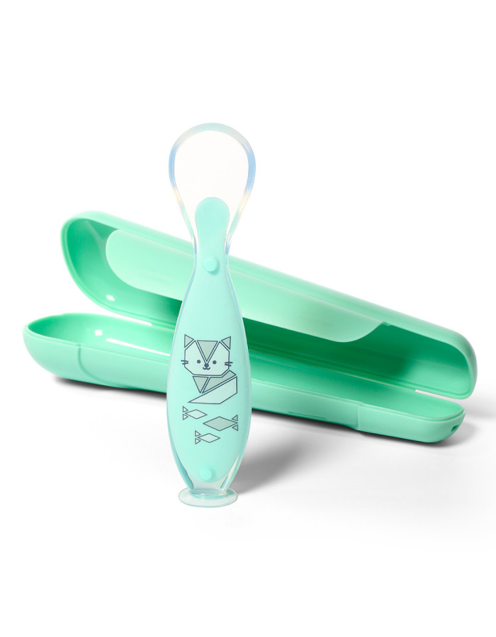 BabyOno: Educational silicone spoon mint color