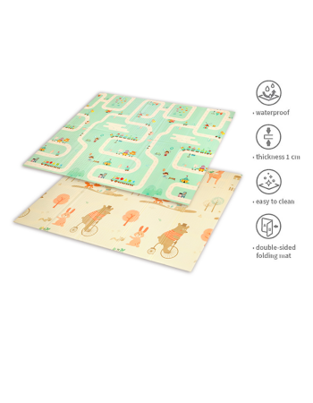 Babyono: Folding Double-Sided Foam Floor Puzzle 180 x 200 cm