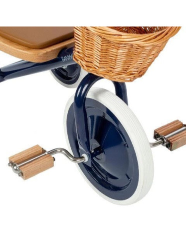 Banwood Kids Tricycle with Storage Basket & Push Handle for 2-6 Years Blue
