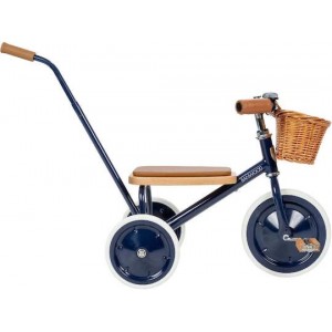 Banwood Kids Tricycle with Storage Basket & Push Handle for 2-6 Years Blue