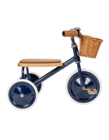 Banwood Kids Tricycle with Storage Basket & Push Handle for 2-6 Years Blue