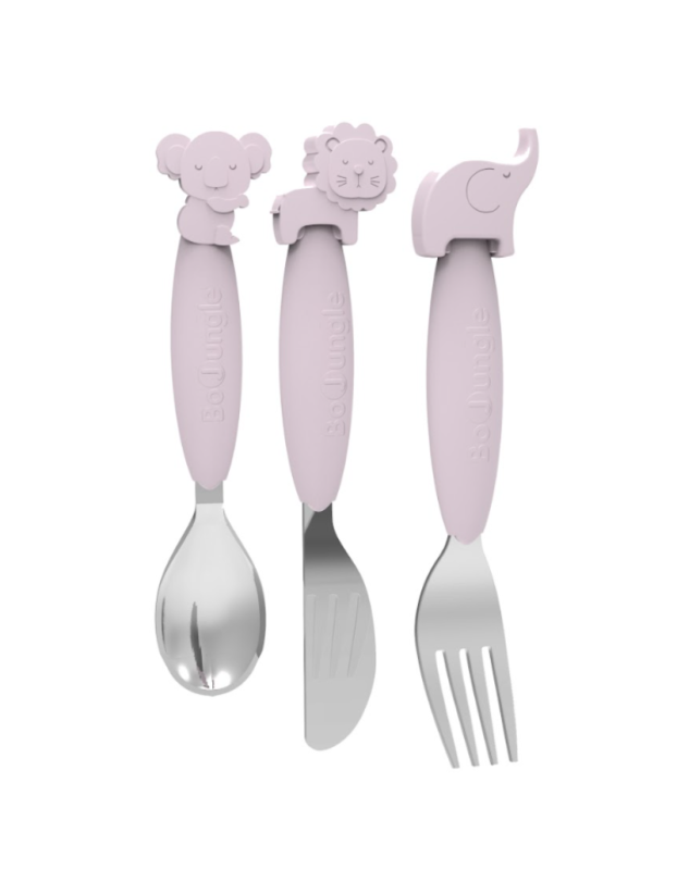 Bo Jungle Metal Baby Cutlery Set B-Silicone 3pcs Pink Bo Jungle Metal Baby Cutlery Set B-Silicone 3pcs Pink