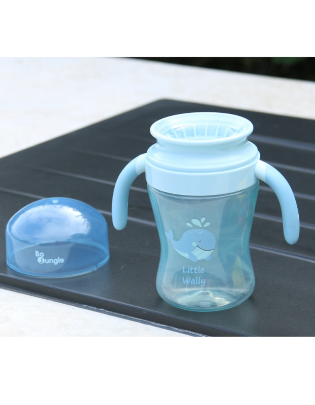 Bo Jungle: 360° educational childrens cup with handles and lid - 240 ml - whale