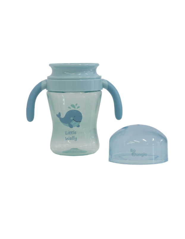 Bo Jungle: 360° educational childrens cup with handles and lid - 240 ml - whale