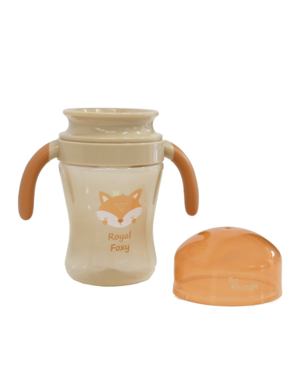 Bo Jungle: 360° educational childrens cup with handles and lid - 240 ml - Foxy