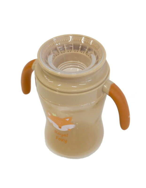 Bo Jungle: 360° educational childrens cup with handles and lid - 240 ml - Foxy