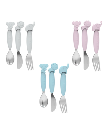 Bo Jungle Metal Baby Cutlery Set B-Silicone 3pcs Blue Bo Jungle Metal Baby Cutlery Set B-Silicone 3pcs Blue