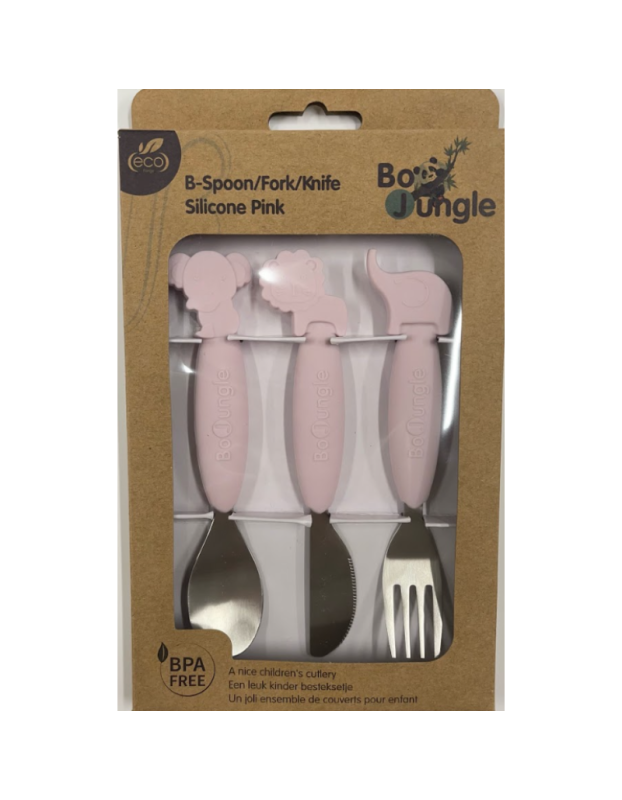 Bo Jungle Metal Baby Cutlery Set B-Silicone 3pcs Pink Bo Jungle Metal Baby Cutlery Set B-Silicone 3pcs Pink