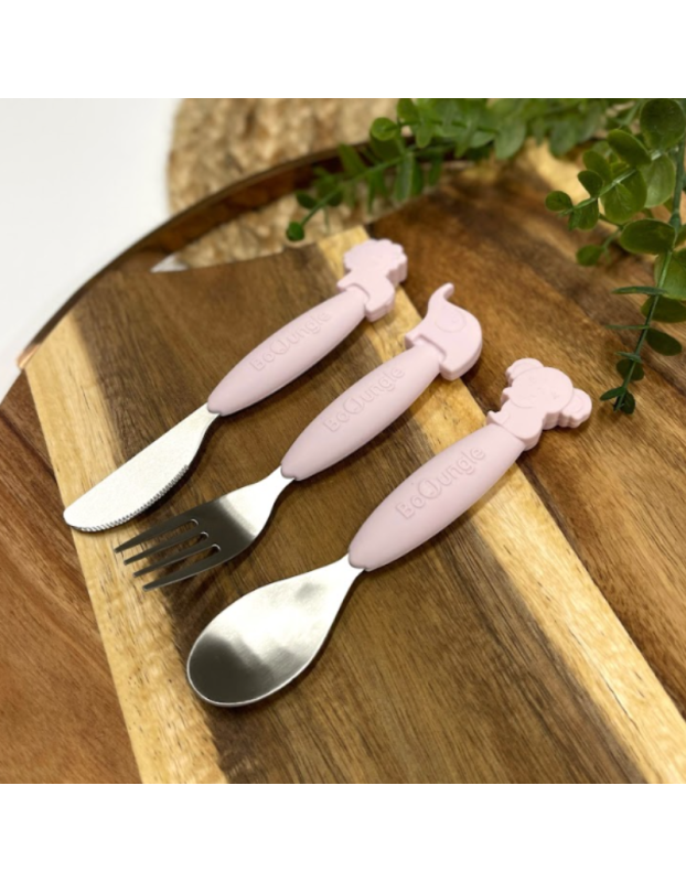 Bo Jungle Metal Baby Cutlery Set B-Silicone 3pcs Pink Bo Jungle Metal Baby Cutlery Set B-Silicone 3pcs Pink