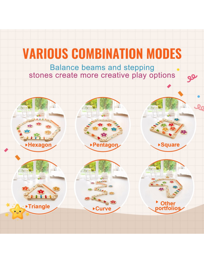 Kids Balance Beam Stepping Stones Gym Obstacle Children Balance Board