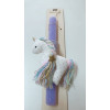 Handmade Easter candle with handmade unicorn