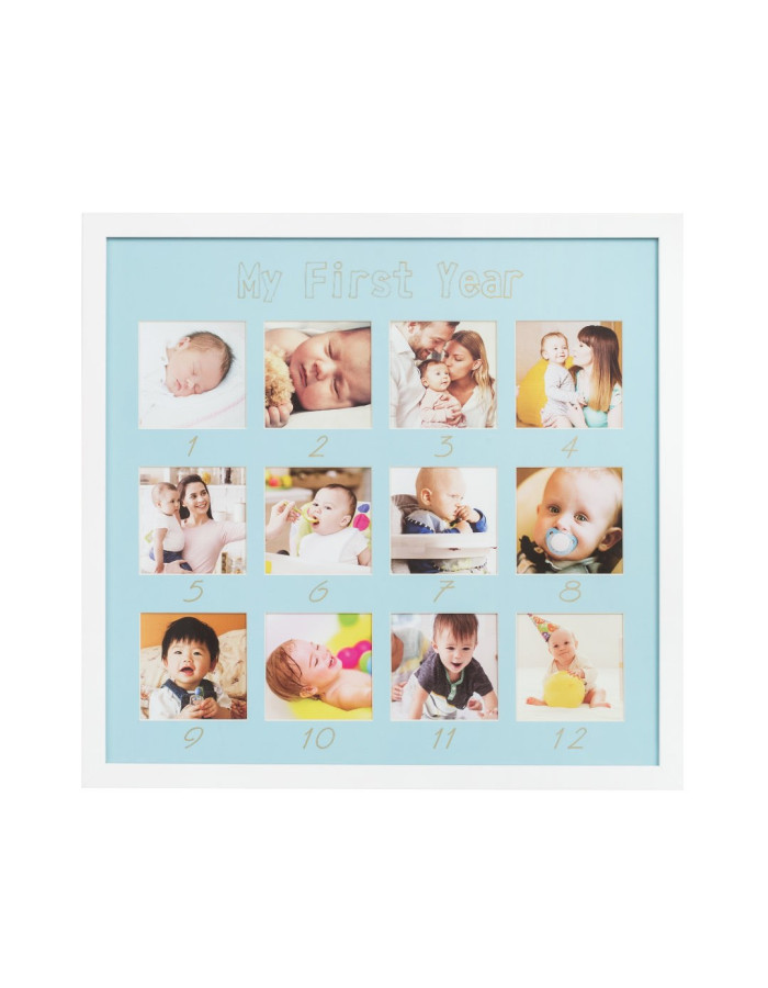 Frame of 12 photos for the first year - blue