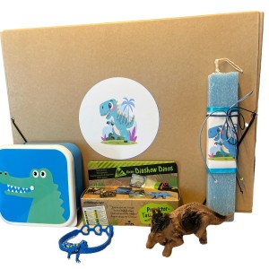 Gift set with Easter candle-Dinosaurs