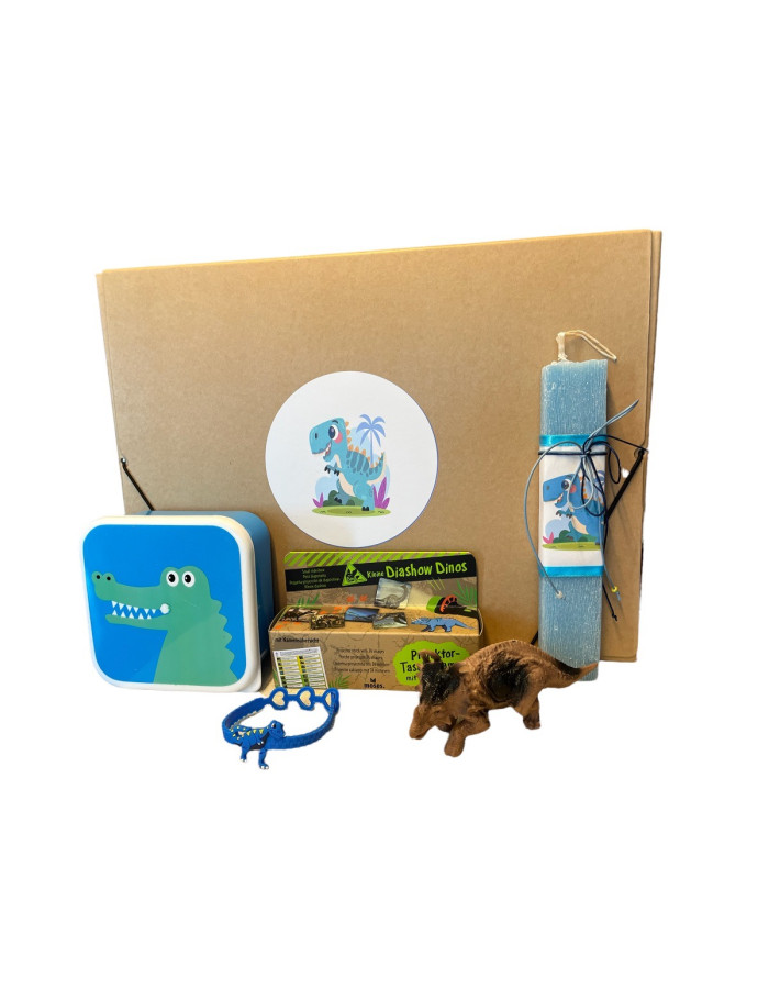 Gift set with Easter candle-Dinosaurs