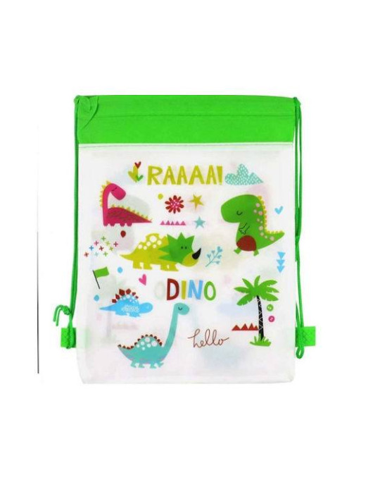 Childrens backpack excursion-beach backpack white with dinosaurs 36x27 polyester